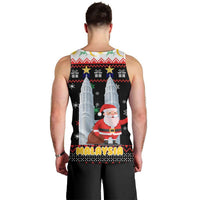 Malaysia Christmas Men Tank Top with Santa Claus Petronas Towers Snowflakes and Festive Icons - Wonder Print Shop
