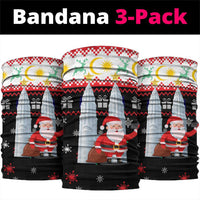 Malaysia Christmas Neck Gaiter with Santa Claus Petronas Towers Snowflakes and Festive Icons - Wonder Print Shop