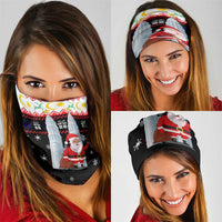 Malaysia Christmas Neck Gaiter with Santa Claus Petronas Towers Snowflakes and Festive Icons - Wonder Print Shop