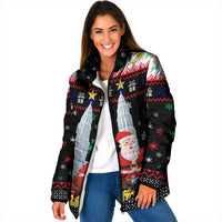 Malaysia Christmas Padded Jacket with Santa Claus Petronas Towers Snowflakes and Festive Icons - Wonder Print Shop