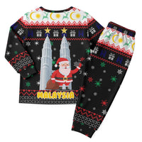 Malaysia Christmas Pajama Set with Santa Claus Petronas Towers Snowflakes and Festive Icons - Wonder Print Shop