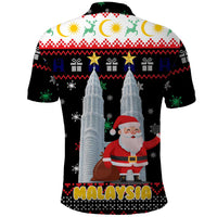 Malaysia Christmas Polo Shirt with Santa Claus Petronas Towers Snowflakes and Festive Icons - Wonder Print Shop