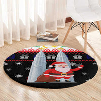 Malaysia Christmas Round Carpet with Santa Claus Petronas Towers Snowflakes and Festive Icons - Wonder Print Shop