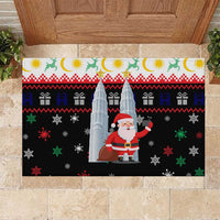 Malaysia Christmas Rubber Doormat with Santa Claus Petronas Towers Snowflakes and Festive Icons - Wonder Print Shop