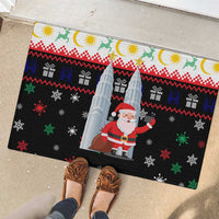 Malaysia Christmas Rubber Doormat with Santa Claus Petronas Towers Snowflakes and Festive Icons - Wonder Print Shop