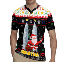 Malaysia Christmas Rugby Jersey with Santa Claus Petronas Towers Snowflakes and Festive Icons - Wonder Print Shop