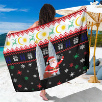 Malaysia Christmas Sarong with Santa Claus Petronas Towers Snowflakes and Festive Icons - Wonder Print Shop