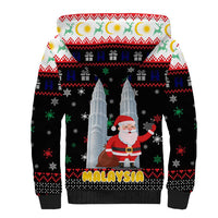 Malaysia Christmas Sherpa Hoodie with Santa Claus Petronas Towers Snowflakes and Festive Icons - Wonder Print Shop