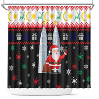 Malaysia Christmas Shower Curtain with Santa Claus Petronas Towers Snowflakes and Festive Icons - Wonder Print Shop