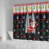 Malaysia Christmas Shower Curtain with Santa Claus Petronas Towers Snowflakes and Festive Icons - Wonder Print Shop