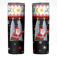 Malaysia Christmas Skinny Tumbler with Santa Claus Petronas Towers Snowflakes and Festive Icons - Wonder Print Shop