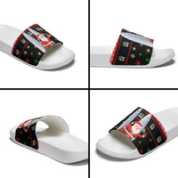 Malaysia Christmas Slide Sandals with Santa Claus Petronas Towers Snowflakes and Festive Icons - Wonder Print Shop