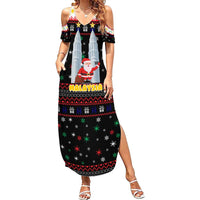 Malaysia Christmas Summer Maxi Dress with Santa Claus Petronas Towers Snowflakes and Festive Icons - Wonder Print Shop