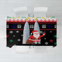 Malaysia Christmas Tablecloth with Santa Claus Petronas Towers Snowflakes and Festive Icons - Wonder Print Shop