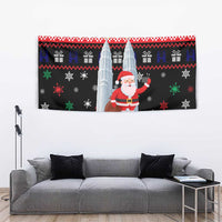 Malaysia Christmas Tapestry with Santa Claus Petronas Towers Snowflakes and Festive Icons - Wonder Print Shop