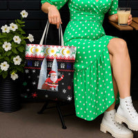 Malaysia Christmas Tote Bag with Santa Claus Petronas Towers Snowflakes and Festive Icons - Wonder Print Shop