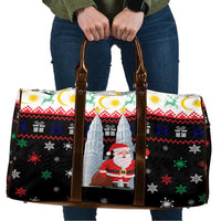 Malaysia Christmas Travel Bag with Santa Claus Petronas Towers Snowflakes and Festive Icons - Wonder Print Shop
