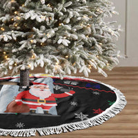 Malaysia Christmas Tree Skirt with Santa Claus Petronas Towers Snowflakes and Festive Icons - Wonder Print Shop
