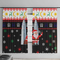 Malaysia Christmas Window Curtain with Santa Claus Petronas Towers Snowflakes and Festive Icons - Wonder Print Shop