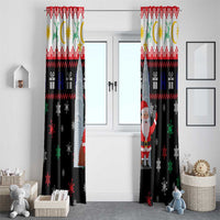 Malaysia Christmas Window Curtain with Santa Claus Petronas Towers Snowflakes and Festive Icons - Wonder Print Shop