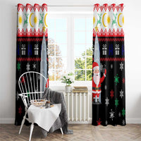 Malaysia Christmas Window Curtain with Santa Claus Petronas Towers Snowflakes and Festive Icons - Wonder Print Shop