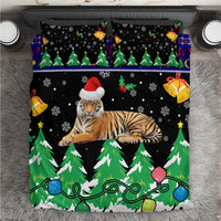 Malaysia Christmas Bedding Set with Tiger Santa Hat Snowflakes and Holiday Tree Pattern - Wonder Print Shop