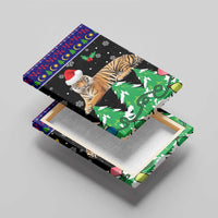 Malaysia Christmas Canvas Wall Art with Tiger Santa Hat Snowflakes and Holiday Tree Pattern - Wonder Print Shop