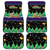 Malaysia Christmas Car Mats with Tiger Santa Hat Snowflakes and Holiday Tree Pattern - Wonder Print Shop