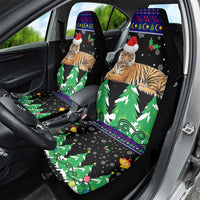Malaysia Christmas Car Seat Cover with Tiger Santa Hat Snowflakes and Holiday Tree Pattern - Wonder Print Shop