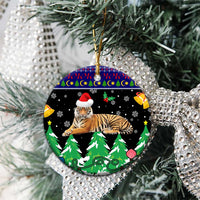 Malaysia Christmas Ceramic Ornament with Tiger Santa Hat Snowflakes and Holiday Tree Pattern - Wonder Print Shop