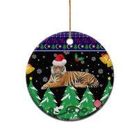 Malaysia Christmas Ceramic Ornament with Tiger Santa Hat Snowflakes and Holiday Tree Pattern - Wonder Print Shop