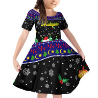 Malaysia Christmas Family Matching Off Shoulder Short Dress and Hawaiian Shirt with Tiger Santa Hat Snowflakes and Holiday Tree Pattern - Wonder Print Shop
