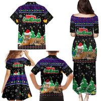 Malaysia Christmas Family Matching Puletasi and Hawaiian Shirt with Tiger Santa Hat Snowflakes and Holiday Tree Pattern - Wonder Print Shop