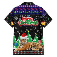 Malaysia Christmas Family Matching Puletasi and Hawaiian Shirt with Tiger Santa Hat Snowflakes and Holiday Tree Pattern - Wonder Print Shop