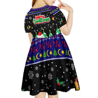 Malaysia Christmas Kid Short Sleeve Dress with Tiger Santa Hat Snowflakes and Holiday Tree Pattern - Wonder Print Shop