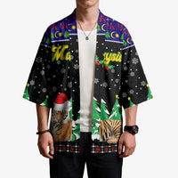 Malaysia Christmas Kimono with Tiger Santa Hat Snowflakes and Holiday Tree Pattern - Wonder Print Shop