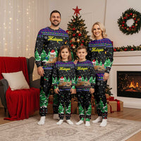 Malaysia Christmas Pajama Set with Tiger Santa Hat Snowflakes and Holiday Tree Pattern - Wonder Print Shop