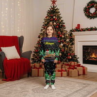 Malaysia Christmas Pajama Set with Tiger Santa Hat Snowflakes and Holiday Tree Pattern - Wonder Print Shop