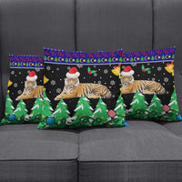 Malaysia Christmas Pillow Cover with Tiger Santa Hat Snowflakes and Holiday Tree Pattern - Wonder Print Shop