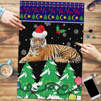 Malaysia Christmas Puzzle with Tiger Santa Hat Snowflakes and Holiday Tree Pattern - Wonder Print Shop
