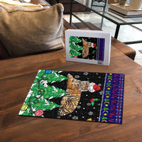 Malaysia Christmas Puzzle with Tiger Santa Hat Snowflakes and Holiday Tree Pattern - Wonder Print Shop