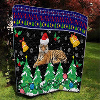 Malaysia Christmas Quilt with Tiger Santa Hat Snowflakes and Holiday Tree Pattern - Wonder Print Shop
