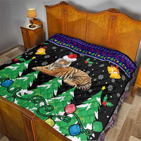 Malaysia Christmas Quilt with Tiger Santa Hat Snowflakes and Holiday Tree Pattern - Wonder Print Shop