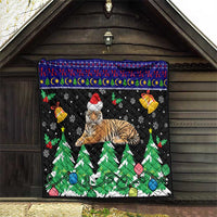 Malaysia Christmas Quilt with Tiger Santa Hat Snowflakes and Holiday Tree Pattern - Wonder Print Shop