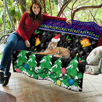 Malaysia Christmas Quilt with Tiger Santa Hat Snowflakes and Holiday Tree Pattern - Wonder Print Shop