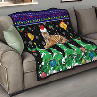 Malaysia Christmas Quilt with Tiger Santa Hat Snowflakes and Holiday Tree Pattern - Wonder Print Shop