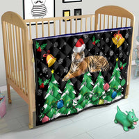 Malaysia Christmas Quilt with Tiger Santa Hat Snowflakes and Holiday Tree Pattern - Wonder Print Shop