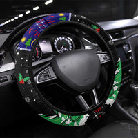 Malaysia Christmas Steering Wheel Cover with Tiger Santa Hat Snowflakes and Holiday Tree Pattern - Wonder Print Shop