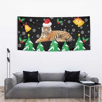 Malaysia Christmas Tapestry with Tiger Santa Hat Snowflakes and Holiday Tree Pattern - Wonder Print Shop