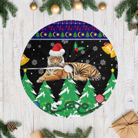 Malaysia Christmas Tree Skirt with Tiger Santa Hat Snowflakes and Holiday Tree Pattern - Wonder Print Shop